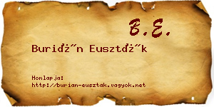 Burián Euszták névjegykártya